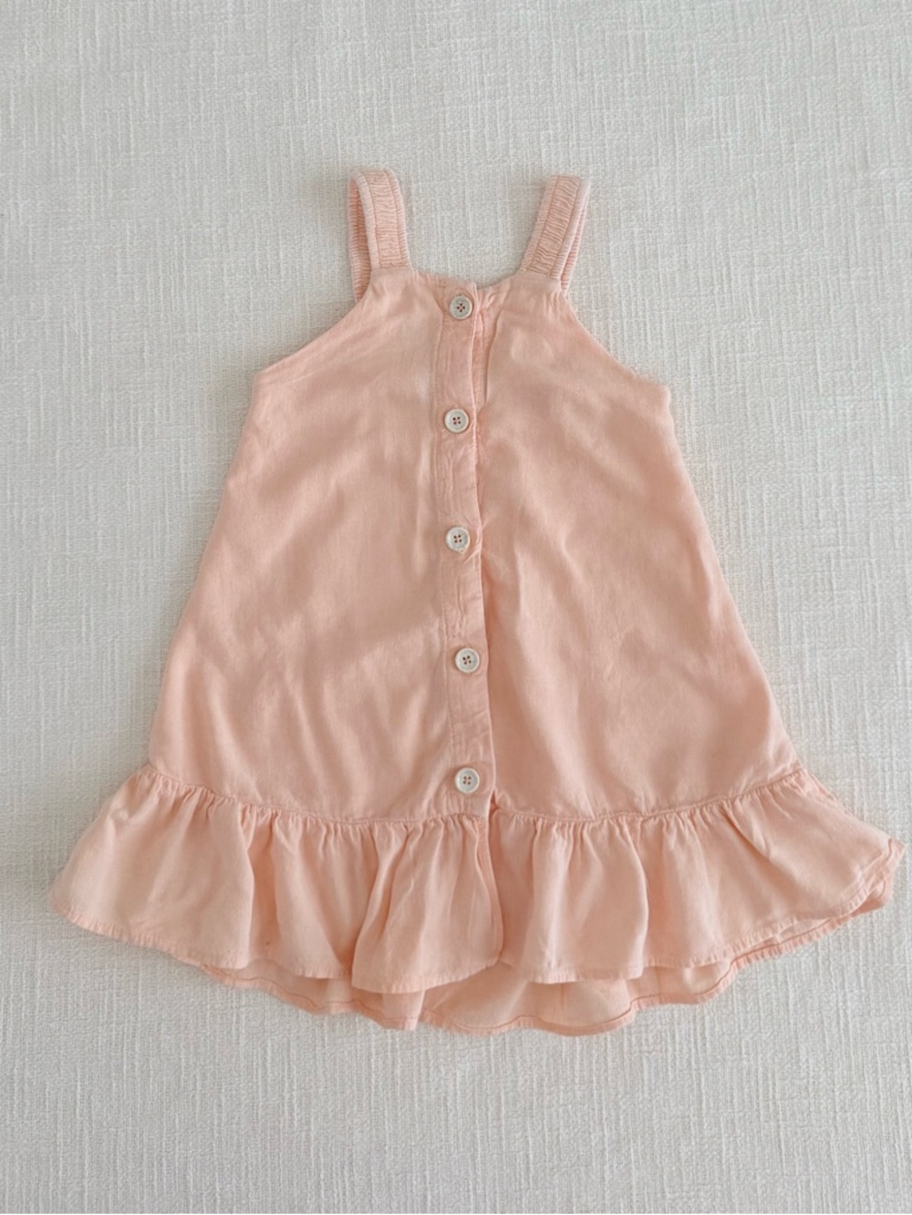 Zara Peach Ruffle-Trim Button-Front Kids Dress